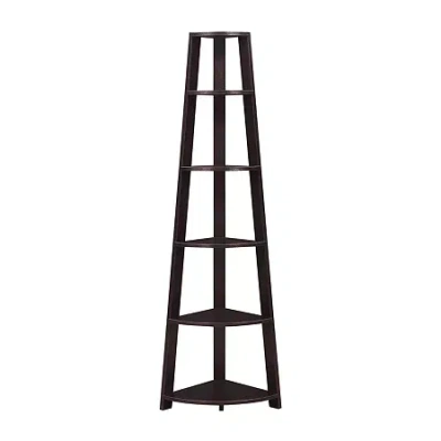 Asstd National Brand Newport 5 Tier Corner Bookshelf In Brown