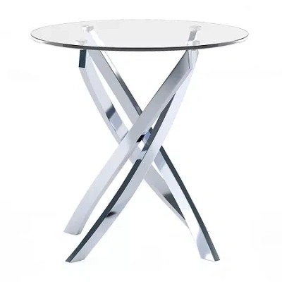 Asstd National Brand Newport Glass Top End Table In Silver