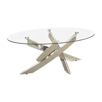 Asstd National Brand Newport Glass Top Glass Coffee Table In Silver