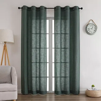 Asstd National Brand Newton Grommet Top Sheer Set Of 2 Curtain Panel In Green