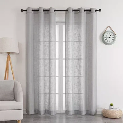 Asstd National Brand Newton Grommet Top Sheer Set Of 2 Curtain Panel In Silver