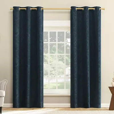Asstd National Brand Nicola Grommet Top Light-filtering Set Of 2 Curtain Panel In Blue