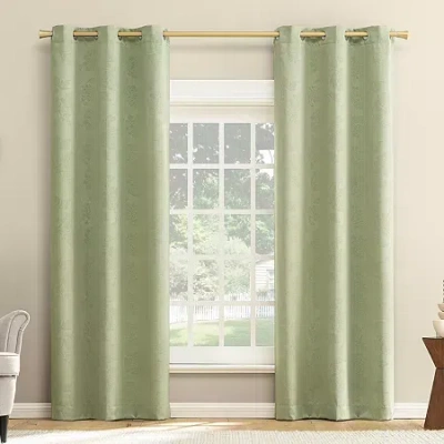 Asstd National Brand Nicola Grommet Top Light-filtering Set Of 2 Curtain Panel In Green