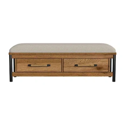 Asstd National Brand Norcross Storage Bench With Drawers In Hickory In Brown