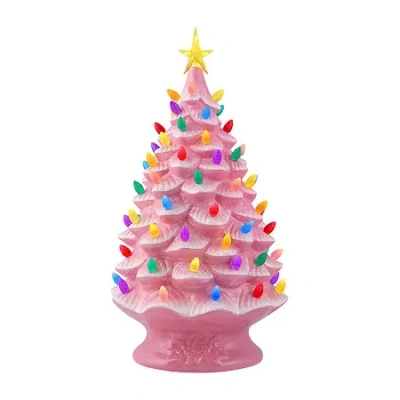 Asstd National Brand Nostalgic Ceramic Christmas Tabletop Tree In Pink