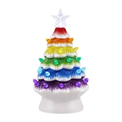 Asstd National Brand Nostalgic Ceramic Rainbow Christmas Tabletop Tree In Green