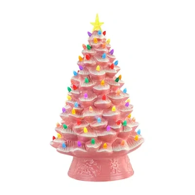 Asstd National Brand Nostalgic Christmas Lighted Tabletop Tree In Pink
