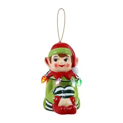Asstd National Brand Nostalgic Mini Ceramic Elf Christmas Figurine In Red