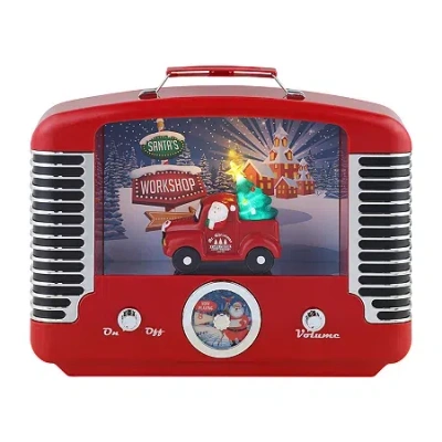 Asstd National Brand Nostalgic Truck Music Playing Radio Christmas Tabletop Decor In Red