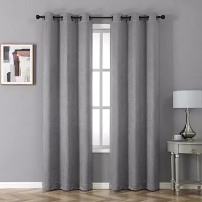 Asstd National Brand Novalie Grommet Top Blackout Set Of 2 Curtain Panel In Gray