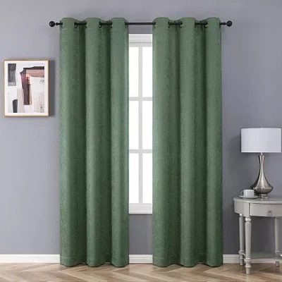 Asstd National Brand Novalie Grommet Top Blackout Set Of 2 Curtain Panel In Green