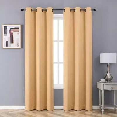 Asstd National Brand Novalie Grommet Top Blackout Set Of 2 Curtain Panel In Yellow