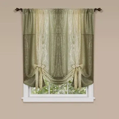 Asstd National Brand Ombre Light-filtering Rod Pocket Single Tie-up Shade In Green