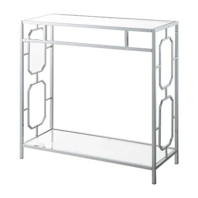 Asstd National Brand Omega Glass Top Metal Console Table In Silver