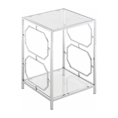 Asstd National Brand Omega Living Room Collection Storage Glass End Table In White
