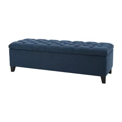 Asstd National Brand Ottilie Upholstered Tufted Bench In Blue