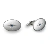 Asstd National Brand Oval Starcut Blue Stone Cufflinks In Silver