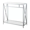 Asstd National Brand Oxford Glass Top Metal Console Table In Silver