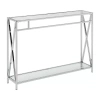 Asstd National Brand Oxford Glass Top Metal Console Table In Silver