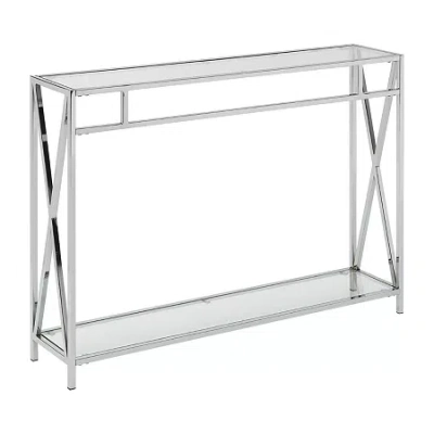 Asstd National Brand Oxford Glass Top Metal Console Table In Silver