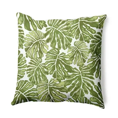 Asstd National Brand Palm Leaves Square Throw Pillow In Green