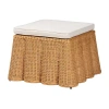 Asstd National Brand Palm Scalloped Rattan Ottoman In Light Honey With Removable Cushion In Sand