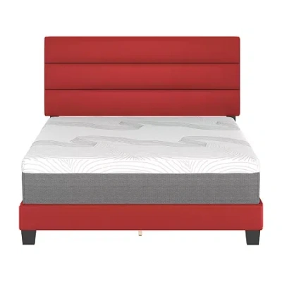 Asstd National Brand Parks Upholstered Wooden Platform Bed In Red