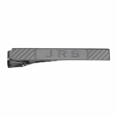 Asstd National Brand Personalized Diagonal Line Patterned Tie Bar In Silver