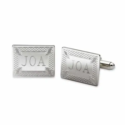 Asstd National Brand Personalized Diamond Pattern Cufflinks In White