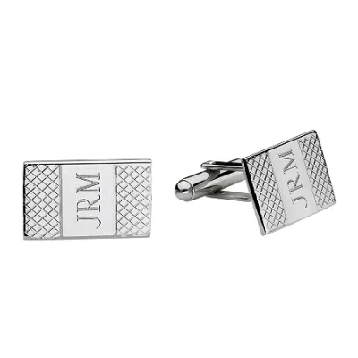 Asstd National Brand Personalized Grid Pattern Cuff Links In Silver