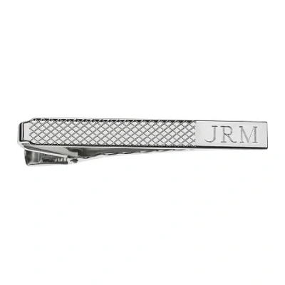 Asstd National Brand Personalized Grid Pattern Tie Bar In Silver