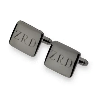 Asstd National Brand Personalized Gunmetal Rounded Rectangle Cuff Links In Black