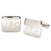 Asstd National Brand Personalized Polished Rounded Rectangle Cuff Links In White