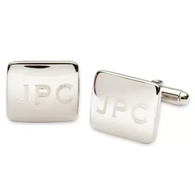Asstd National Brand Personalized Polished Rounded Rectangle Cuff Links In White