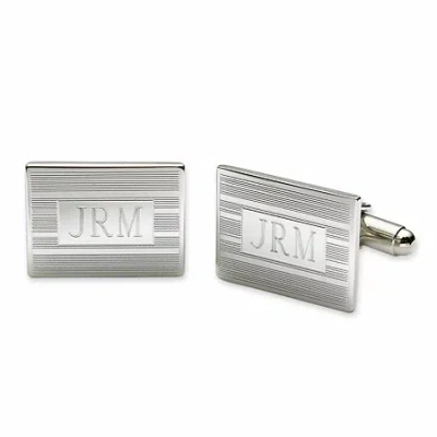 Asstd National Brand Personalized Rectangular Cuff Links In White