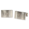 Asstd National Brand Personalized Stainless Steel And Diamond Cuff Links In White