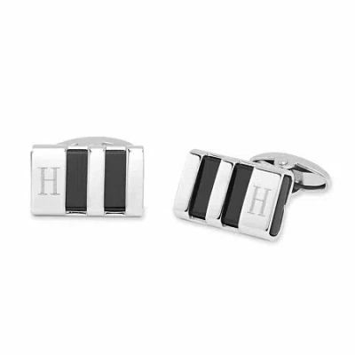 Asstd National Brand Personalized Stainless Steel & Enamel Cuff Links In Gray