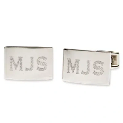 Asstd National Brand Personalized Stainless Steel Cuff Links In White