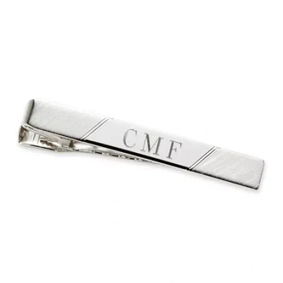 Asstd National Brand Personalized Sterling Silver Tie Bar In Gray
