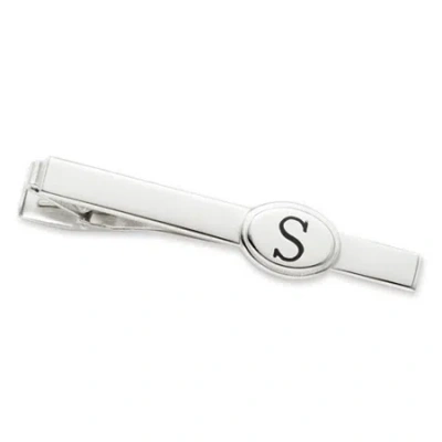 Asstd National Brand Personalized Tie Bar With Black Enamel In Silver