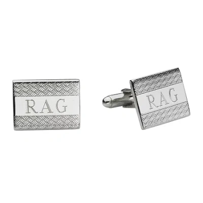Asstd National Brand Personalized Wave Pattern Cuff Links In Silver
