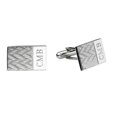 Asstd National Brand Personalized Zigzag Pattern Cuff Links In Silver