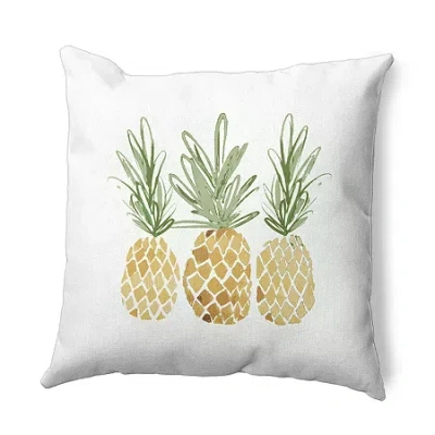 Asstd National Brand Pineapples Square Throw Pillow In Yellow