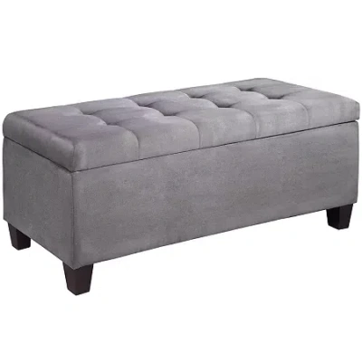 Asstd National Brand Presley Upholstered Shoe Storage Ottoman In Gray