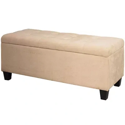Asstd National Brand Presley Upholstered Shoe Storage Ottoman In Sand