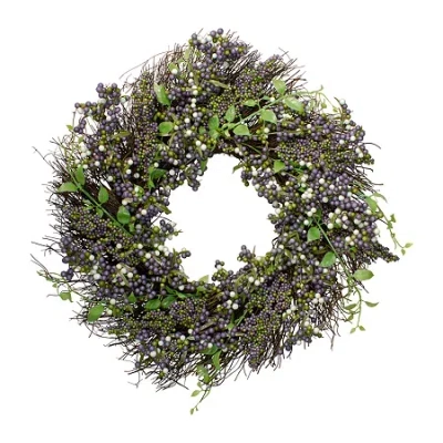 Asstd National Brand Purple Mini Berry Artificial Thanksgiving Wreath 22-inch Unlit