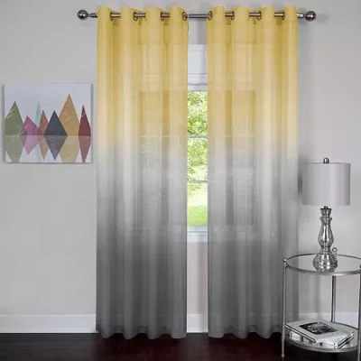 Asstd National Brand Rainbow Grommet Top Sheer Single Curtain Panel In Gray