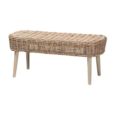 Asstd National Brand Raisa Rattan Bench In Gray