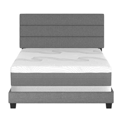 Asstd National Brand Raleigh Upholstered Wooden Platform Bed In Gray