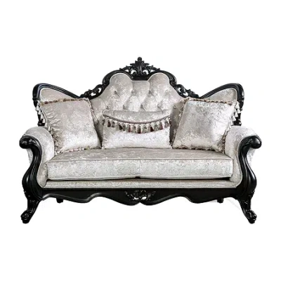 Asstd National Brand Raya Roll-arm Upholstered Loveseat In Black